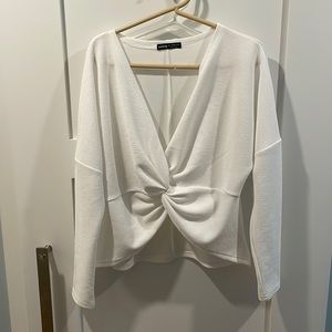 SHEIN White blouse with tie in-front, size large
